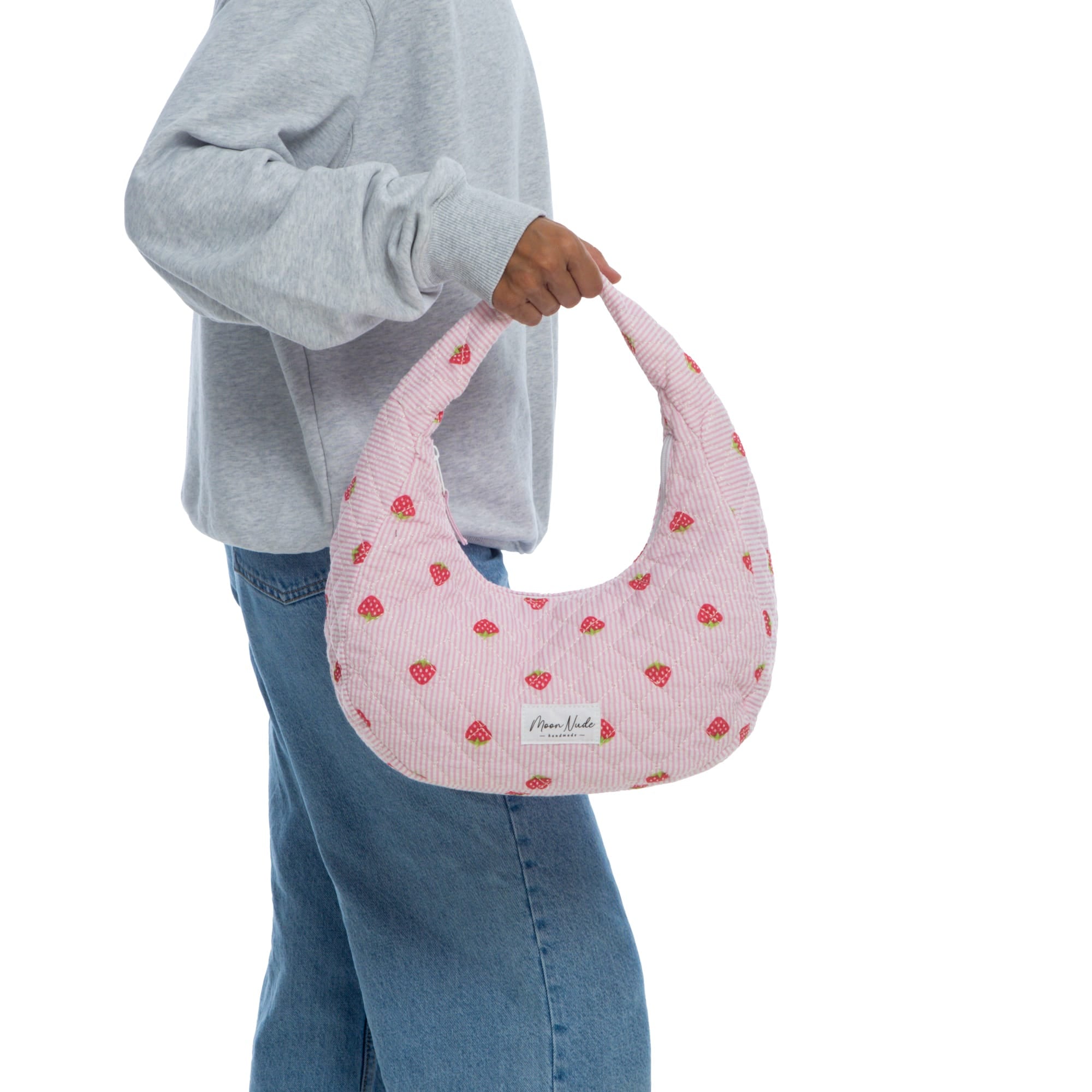 Moon Nude Strawberry Hoop Bag